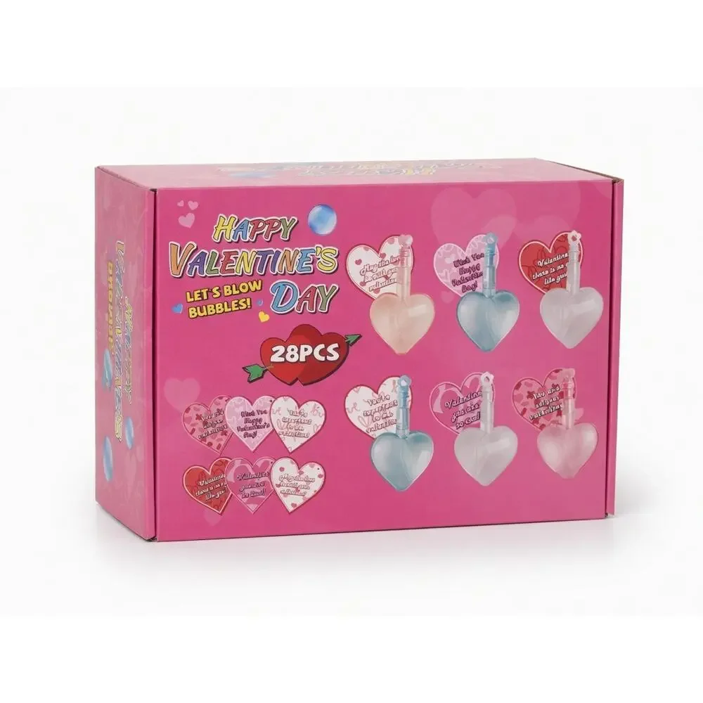 28pc Valentine's Day Heart Bubble Wands Set